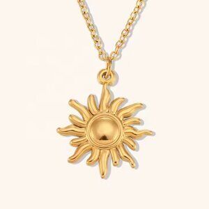 Passport Philosophy Sun Pendant 18K Gold Plated Stainless Steel